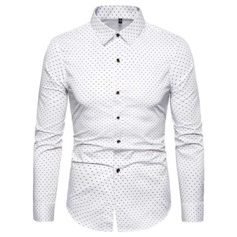 Printed long-sleeved shirt mens casual cotton non-iron shirt W250627