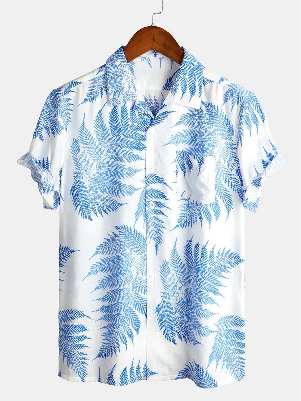 Mens Hawaiian Beach Shirts Plant Printed Summer Casual Short Sleeve Shirts Breathable Short Sleeved Shirt Fashionable Cool Shirt W250627