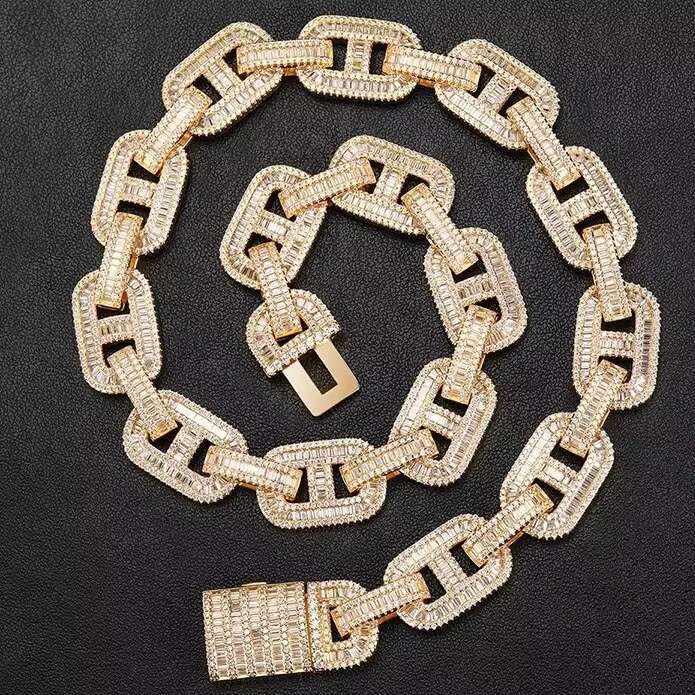 GRA Certified Rose Gold VVS Moissanite Diamond Cuban Chain Necklace Hip Hop Jewelry Iced Out Cuban Link Chain for Men