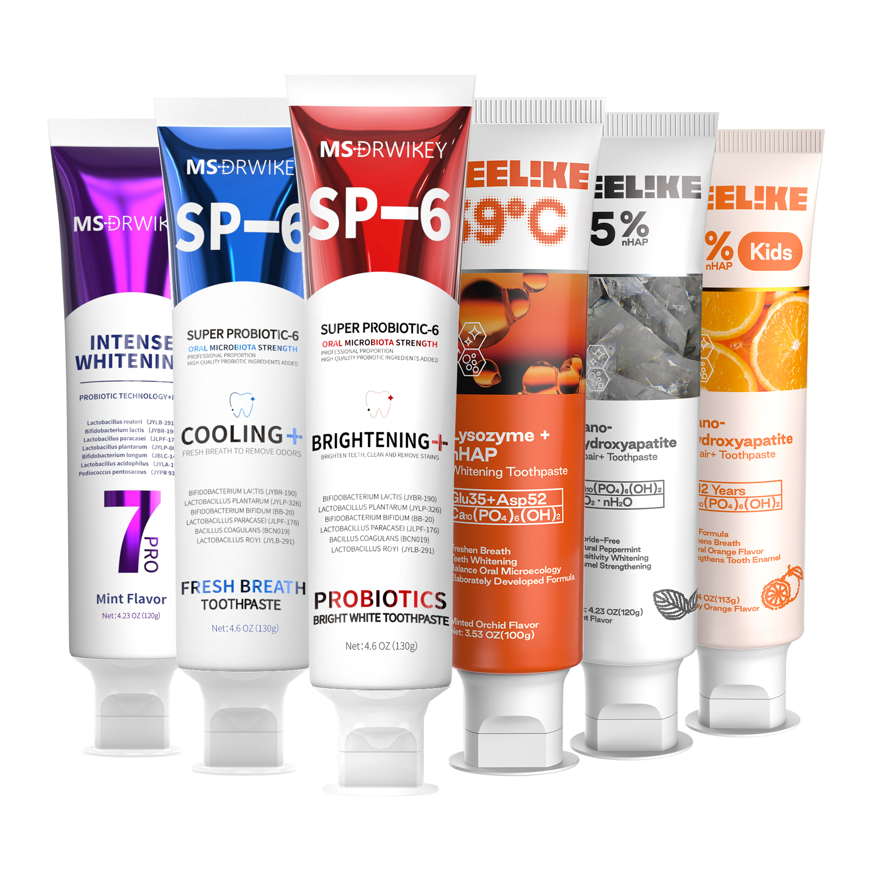 CEELIKE Family Toothpaste Set - SP-6 & 7-Pro Toothpaste + Hydroxyapatite, Lysozyme & Children's 5% Hydroxyapatite Toothpaste - Whitening, Enamel 