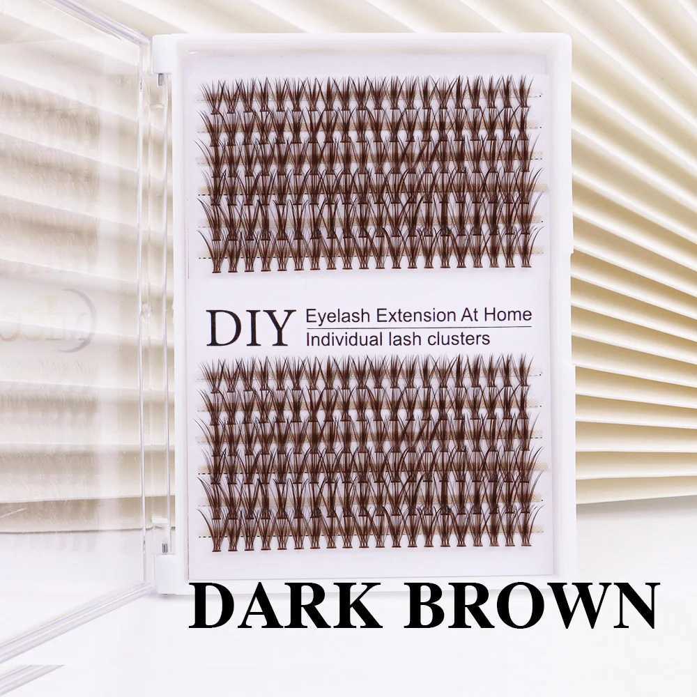 30D Mix Brown Lash Cluster Kit Mixed Length Fluffy Individual Lash Extension Kit DIY 240Pcs Eyelash Extension Kit Natural Brown W250627