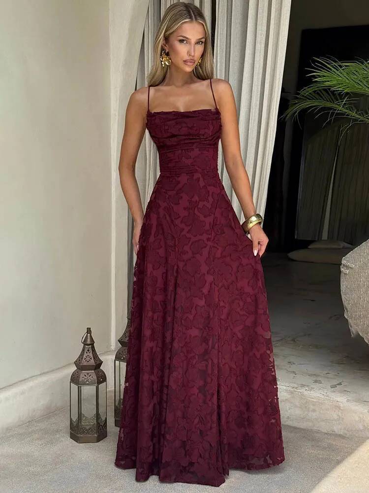 Mozision Spaghetti Strap Backless Sexy Maxi Women Gown Fashion Off-shoulder Sleeveless Lace-up Evening Club Party Dress