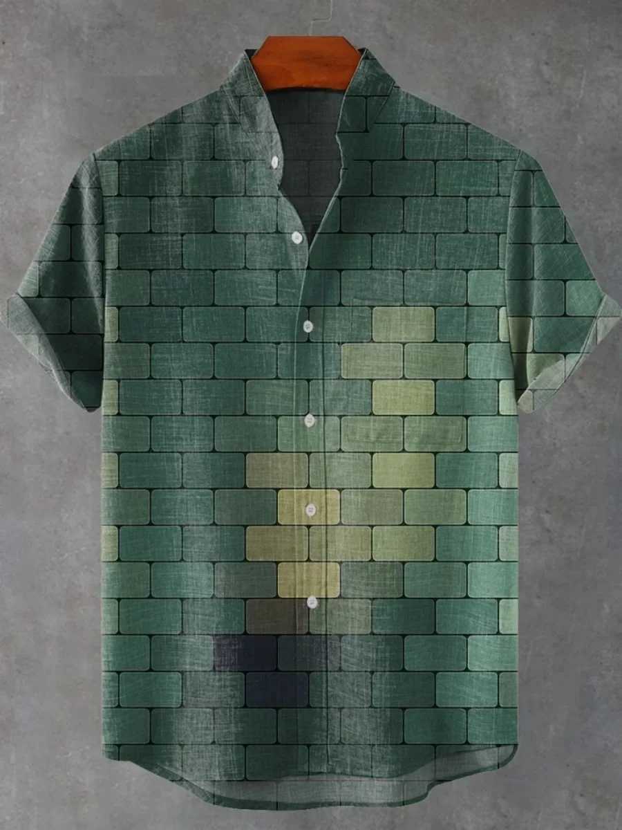 2025 Mens Casual Fashion New Linen Shirt Art Printed Shirt Fashion Street Casual Comfortable Mens Shirt Printed Shirts W250627