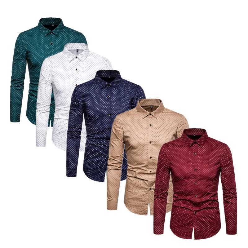 Printed long-sleeved shirt mens casual cotton non-iron shirt W250627
