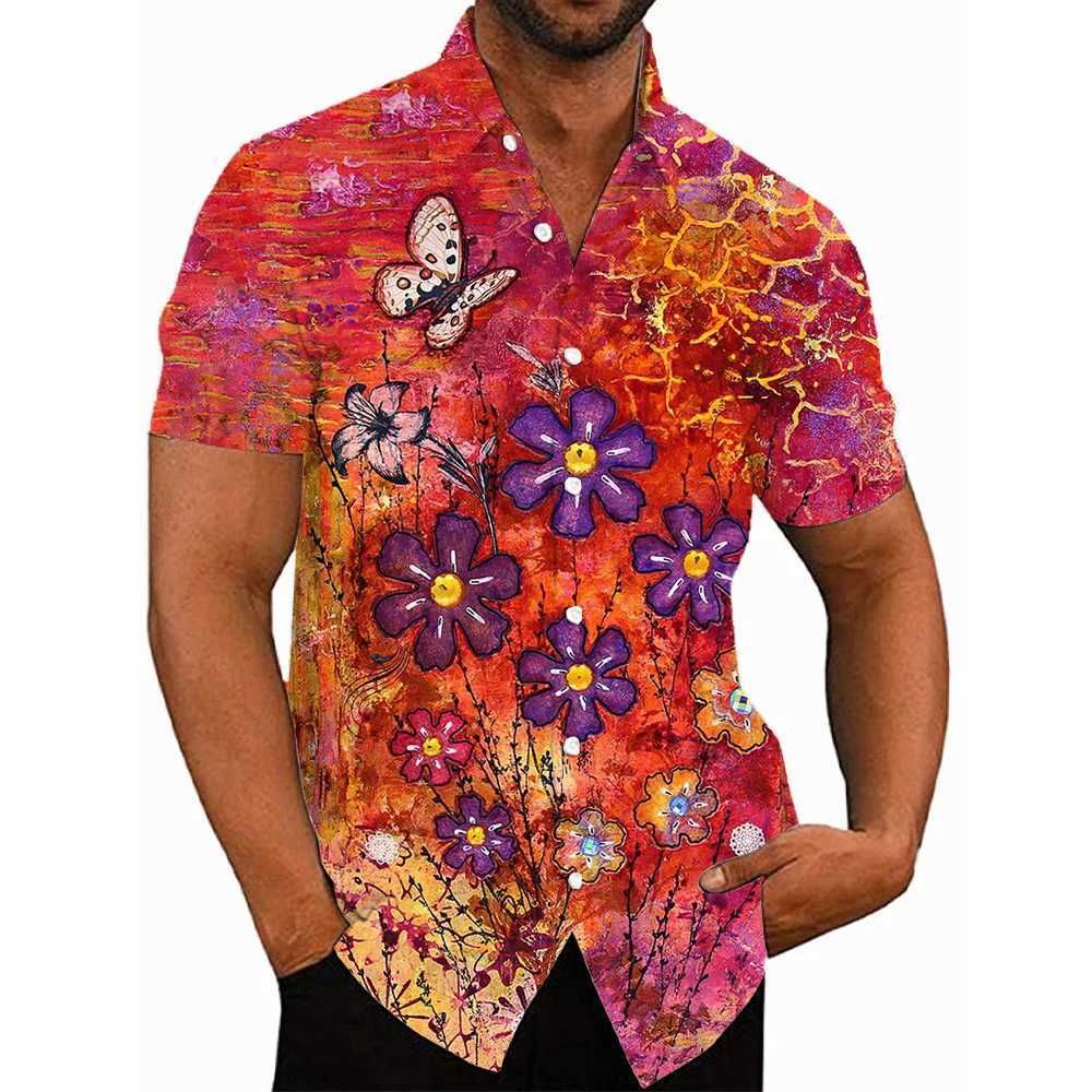 Mens Floral Hawaiian Summer Casual Shirts Fashion 3D Print Cozy Short Sleeve Beach Oversized Lapel Sale Imported China W250627