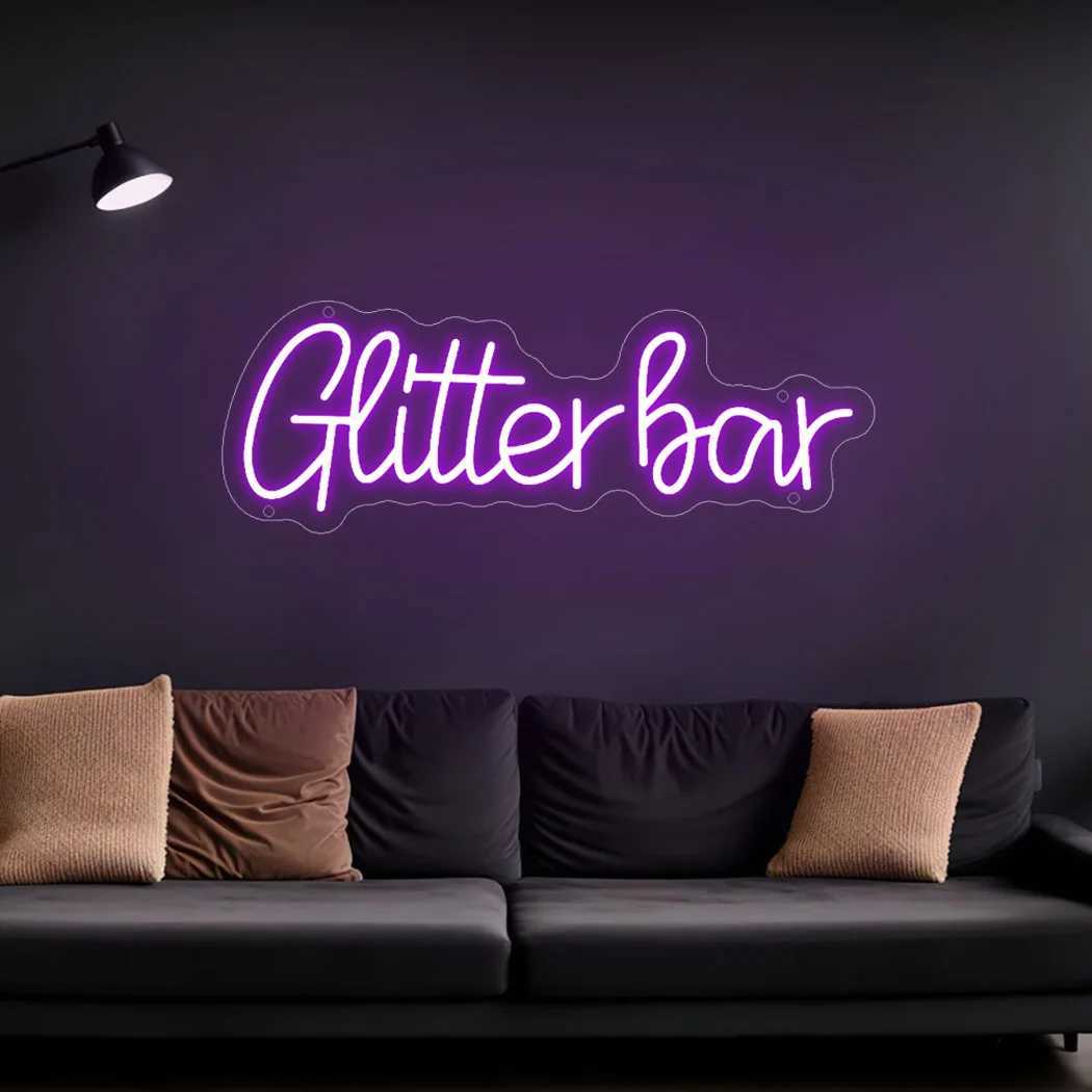 Glitter Bar Neon LED Sign Night Club Bar Party Room Wall Decor LED Neon Lights Bedroom Decoration Flash Bar Club Salon Neon Sign XJ250626