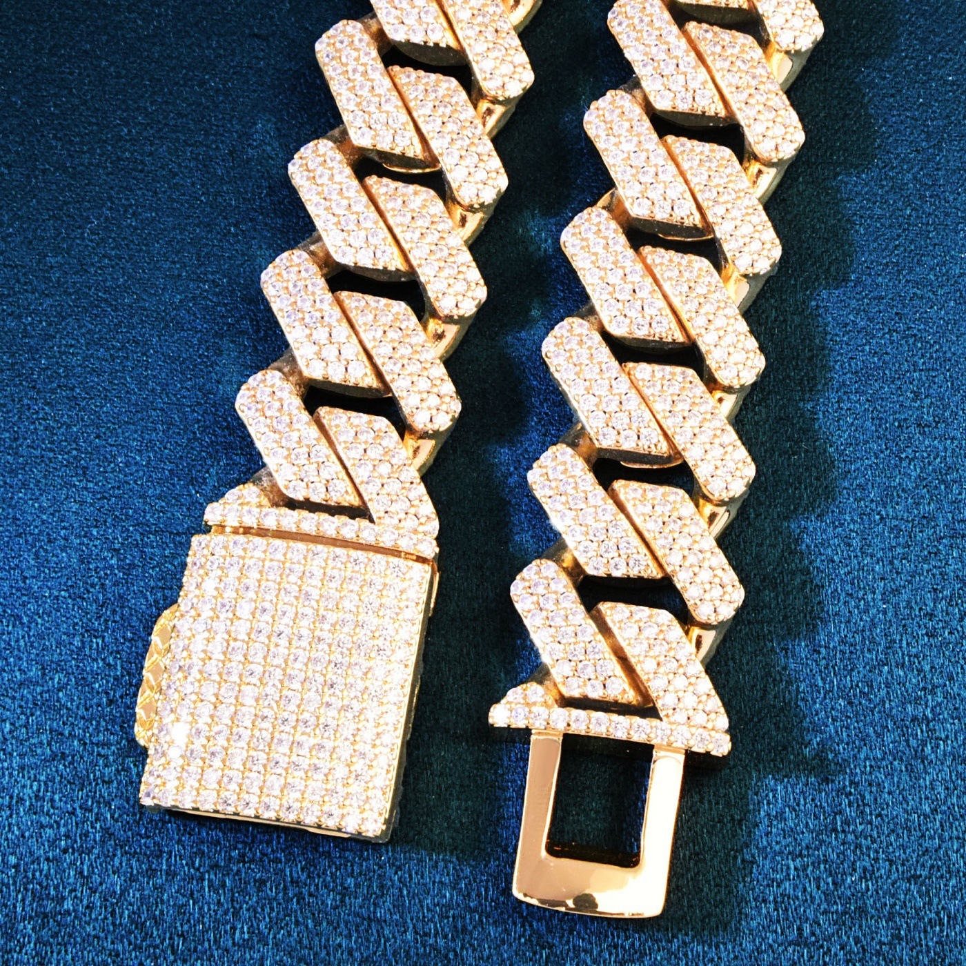 Luxury Gold Plated VVS Moissanite Iced Out Hip Hop Rhombus Cuban Chain Men's Versatile Edgy Bling Necklace Passes the Diamond Tester