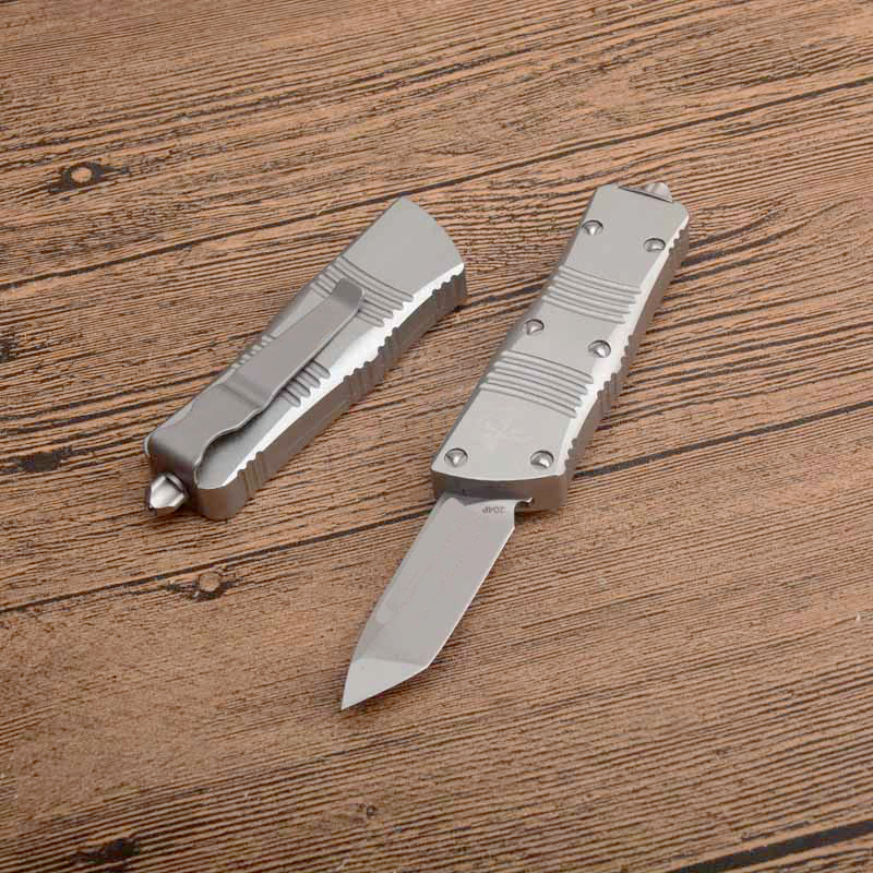 Mini MT 204 Tactical Knife D2 Stone Wash Tanto Point Blade 6061-T6 Handle EDC Pocket Knives With Nylon Bag Silver