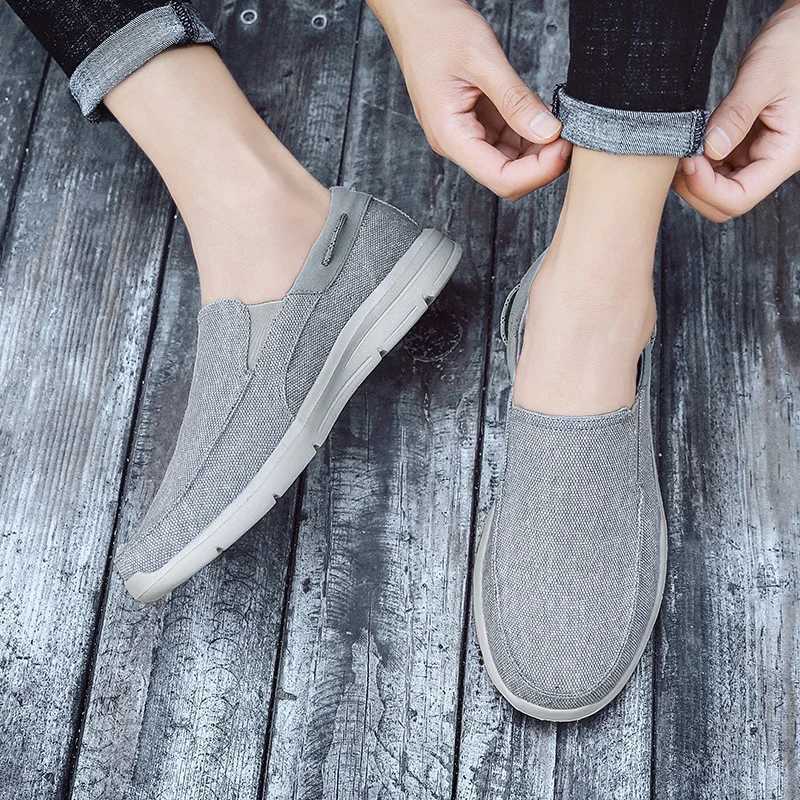 New Summer Breathable Canvas Shoes Men Loafers Slip On Sneakers Fion Casual Men Shoes Lightweight Flats Men Driving Shoes Y250707