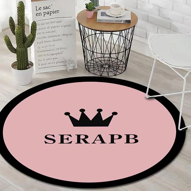 VIKAMA Swirl Tessellated Round Rug Living Room Ins Style Easy To Clean Modern Minimalist Black And White Carpet Home Decoration