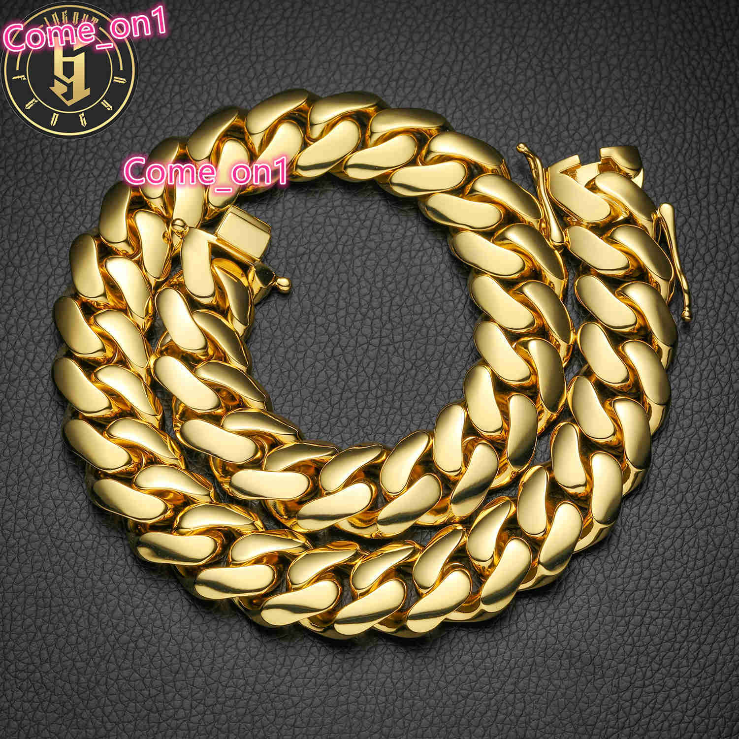 Wholesale 10mm-25mm Solid Cuban Chain 18K Real Gold Plated Hip Hop Heavy Choker Multiple Size Miami Cuban Link Necklace