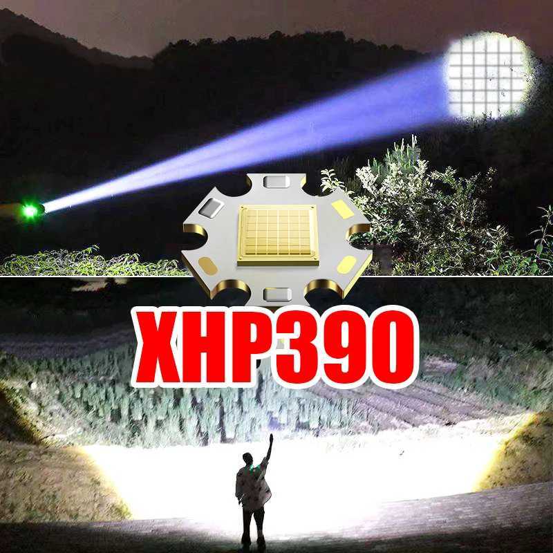 Powerful XHP390 Flashlight 10000mah Large Capacity Strong Light Tactical Torch Self-Defense Flash Light Outdoor Camping Hunting W250701