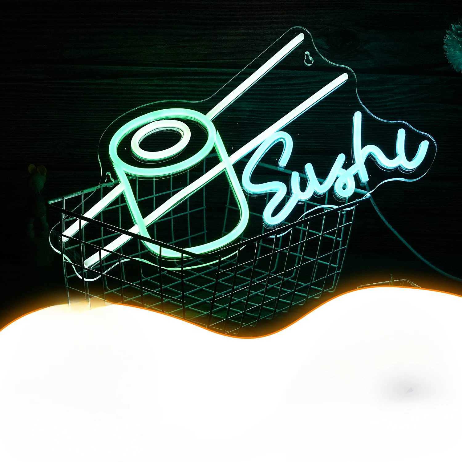 Sushi Neon Sign Bar Wine Glass LED Neon Light Sign USB Powered for Game Room Man Cave Club Bar Shop Wall Birthday Party Decor XJ250626