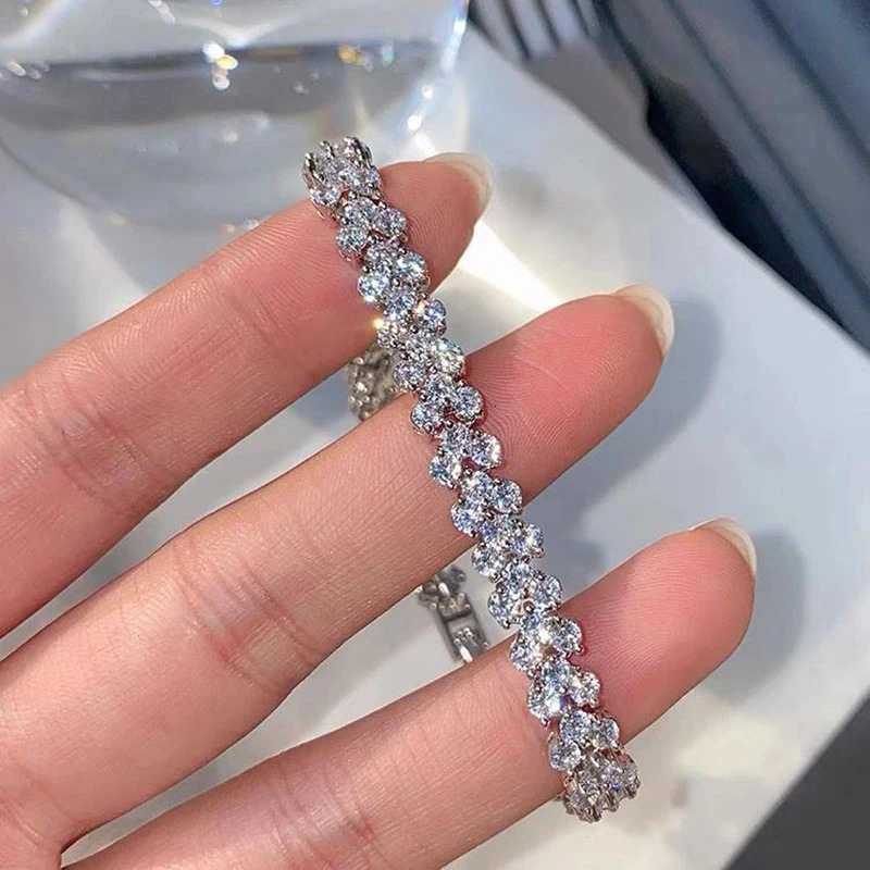 Roman Rhinestone Bracelet for Women Crystal Zircon Chain Bracelets Bangle Bridal Jewelry Accessories 250626