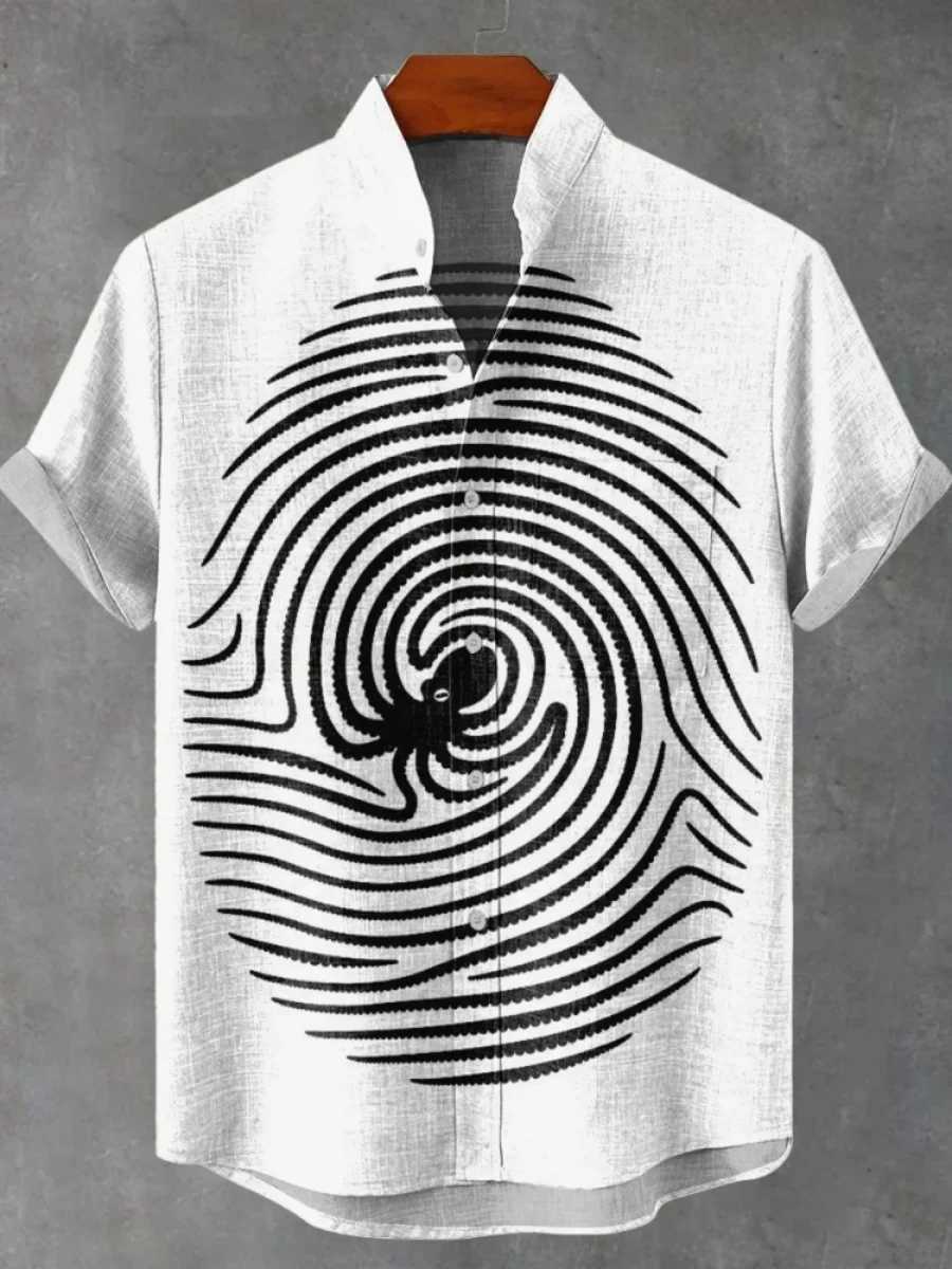 2025 Mens Casual Fashion New Linen Shirt Art Printed Shirt Fashion Street Casual Comfortable Mens Shirt Printed Shirts W250627