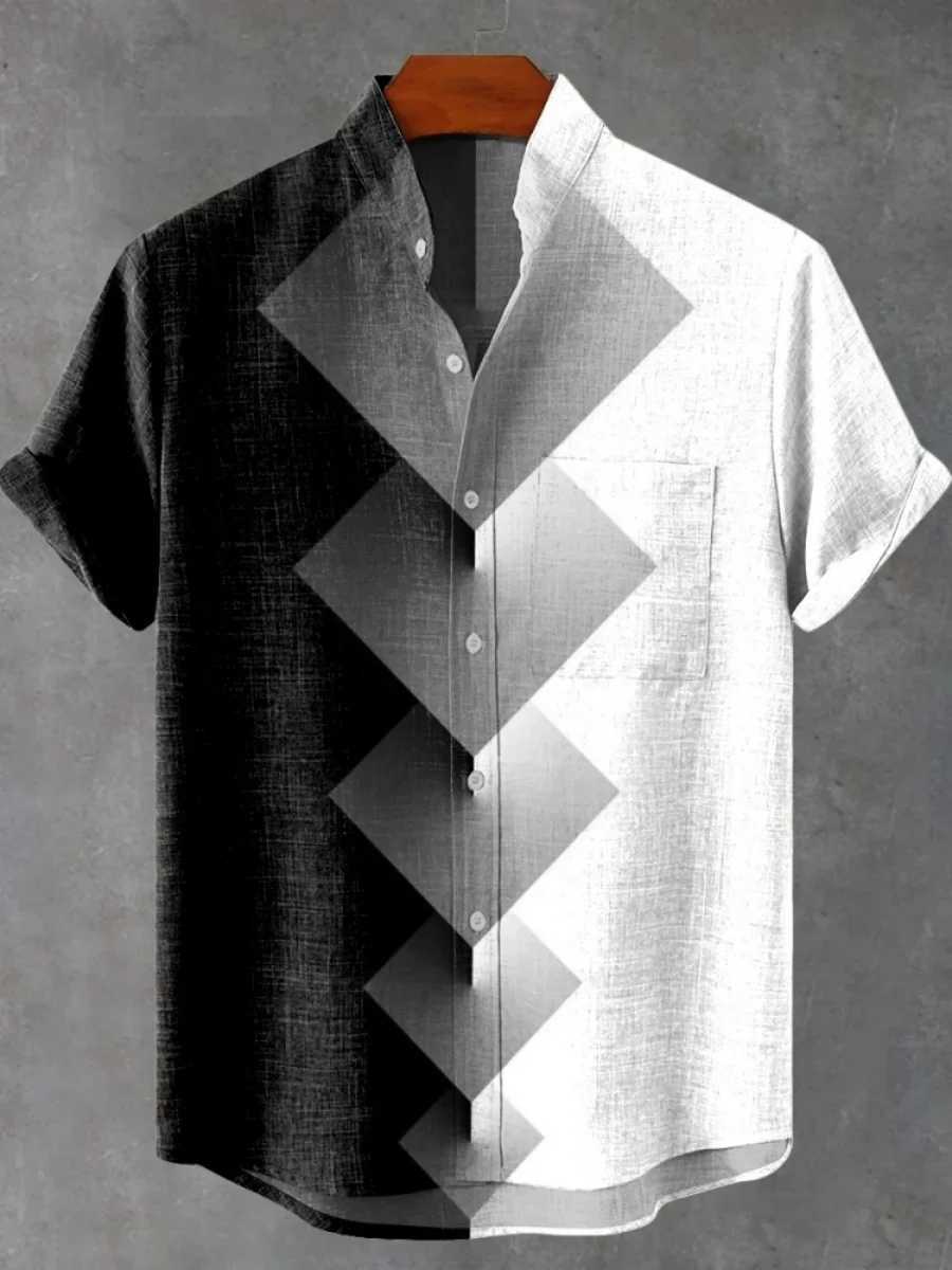 2025 Mens Casual Fashion New Linen Shirt Art Printed Shirt Fashion Street Casual Comfortable Mens Shirt Printed Shirts W250627