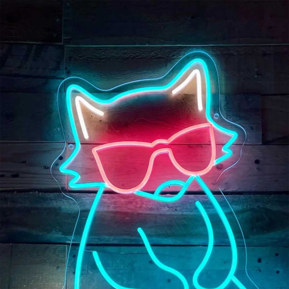 Cool Raccoon Neon Sign Raccoon Glasses Decor Animal Sign Cute Raccoon Room Decor Custom Raccoon Corner Decor XJ250626