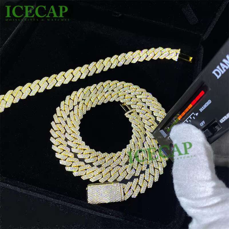 Hip Hop High Quality 925 Silver Iced Out Chain VVS Moissanite 18K Gold Plated Fine Jewelry Cuban Necklaces