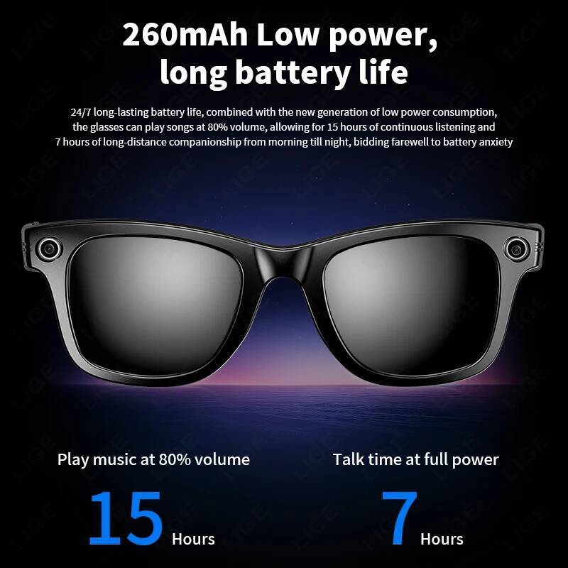 New Camera Smart Glasses Photograph Control Voice Recording Translation Bluetooth Call Sports Waterproof Anti-Uv Sunglasses