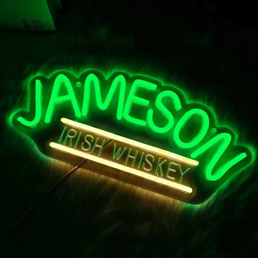 Jameson Irish Whiskey Neon Sign For Wall Decor LED Neon Sign For Bar Man Cave Bedroom Home Beer Bar Pub Business Club Party XJ250626