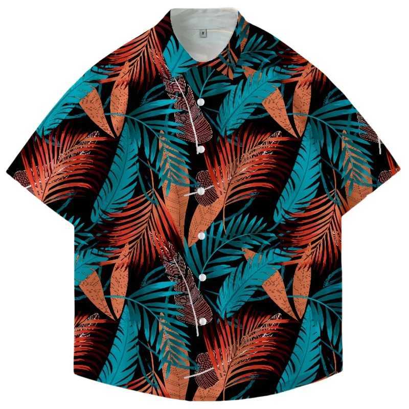 Summer Mens Retro Hawaiian Short Sleeve Flower Shirt Loose Casual Handsome Seaside Vacation Beach Half Sleeve Floral Shirt W250627