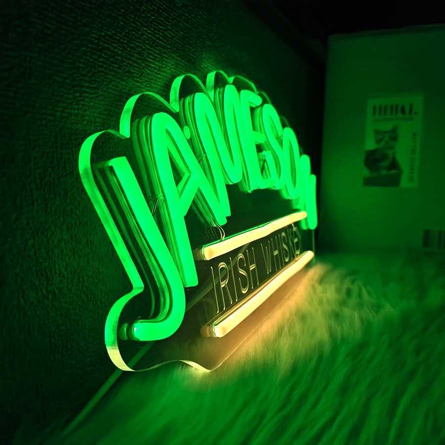 Jameson Irish Whiskey Neon Sign For Wall Decor LED Neon Sign For Bar Man Cave Bedroom Home Beer Bar Pub Business Club Party XJ250626