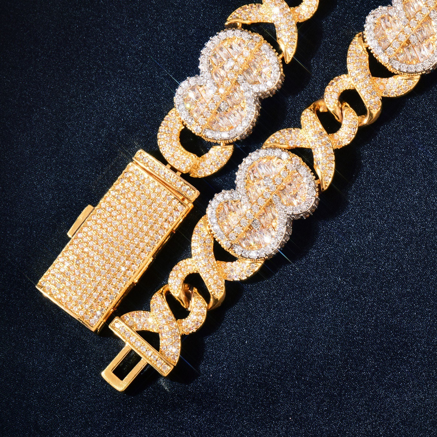 New Release Luxury VVS Moissanite Iced Out Hip Hop Infinite Dollar Sign Chain Multi-Size Bling Versatile Statement Necklace Passes the Diamond Tester