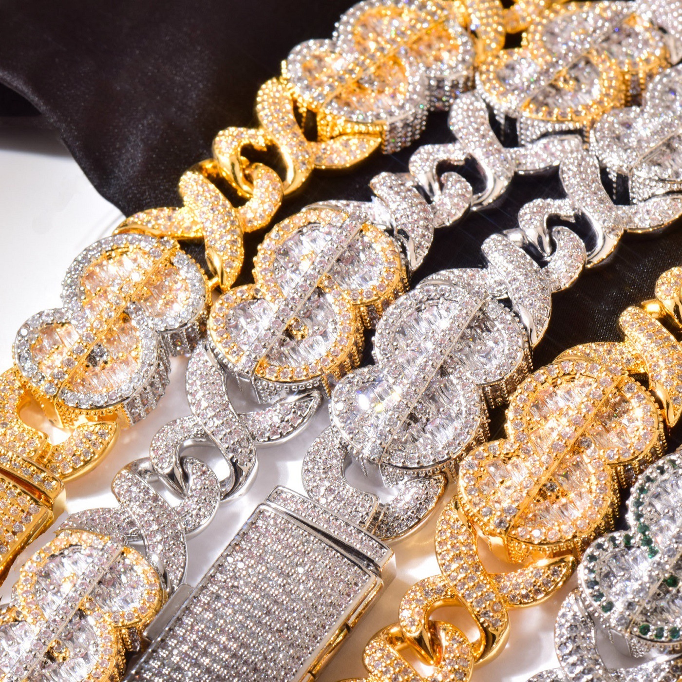 New Release Luxury VVS Moissanite Iced Out Hip Hop Infinite Dollar Sign Chain Multi-Size Bling Versatile Statement Necklace Passes the Diamond Tester