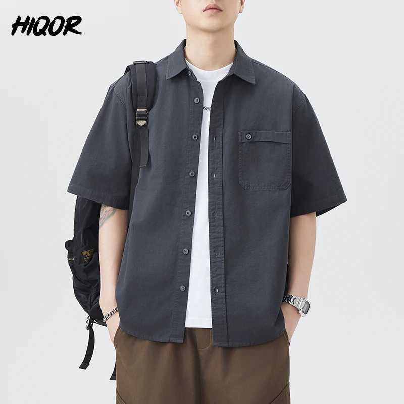 Japanese Thin Breathable Men Short-sleeved Shirt for Summer New Solid Color Lapel Short Sleeved Cardigan Business Casual Shirts W250627