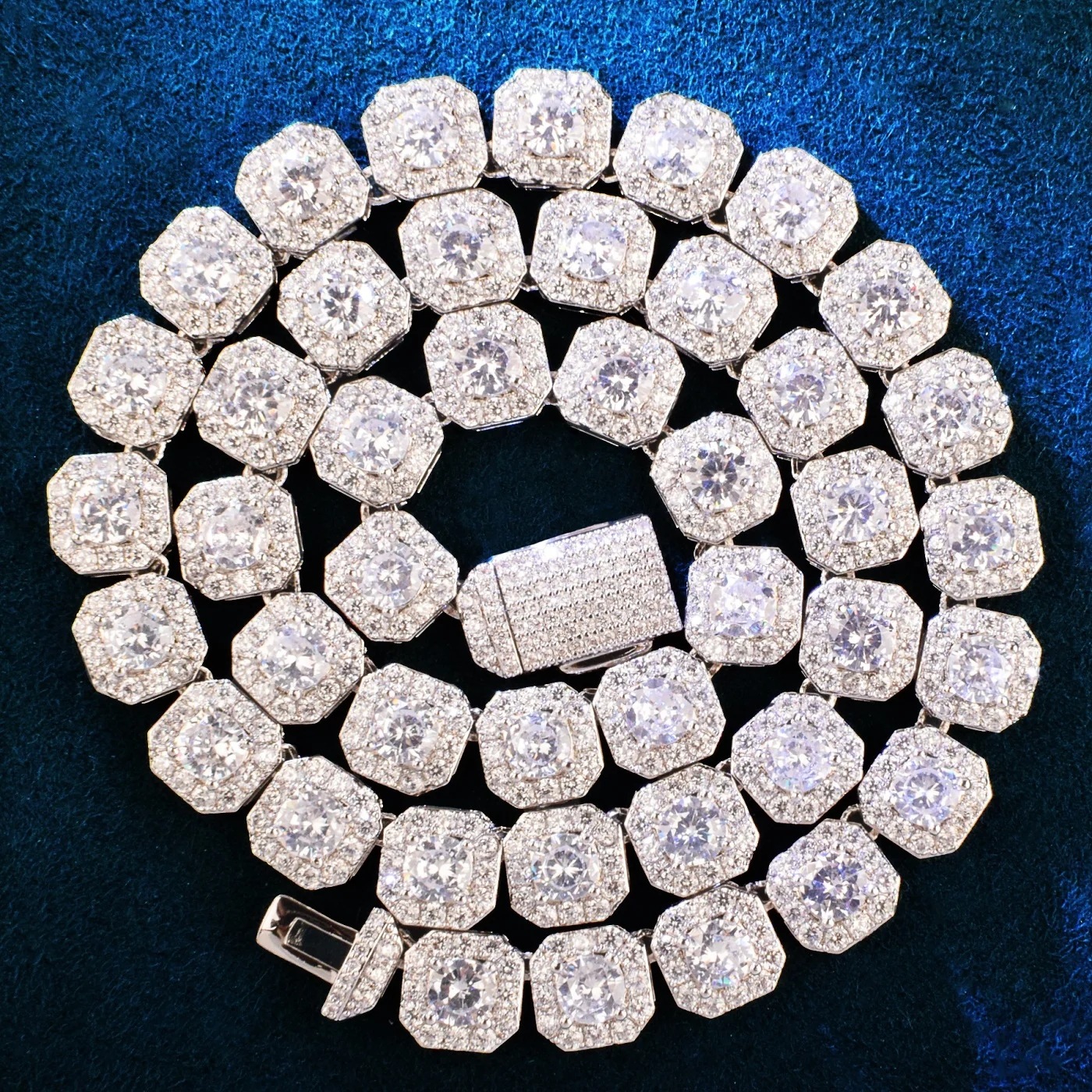 10mm Luxury VVS Moissanite Iced Out Hip Hop Sugar Cube Chain High-End Bling Statement Jewelry Passe the diamond tester