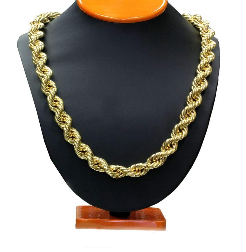 Fashion 8MM 10MM Hip Hop Rope Chain Necklace 18K Gold Plated Chain Necklace 24 Inch for Men b025651044