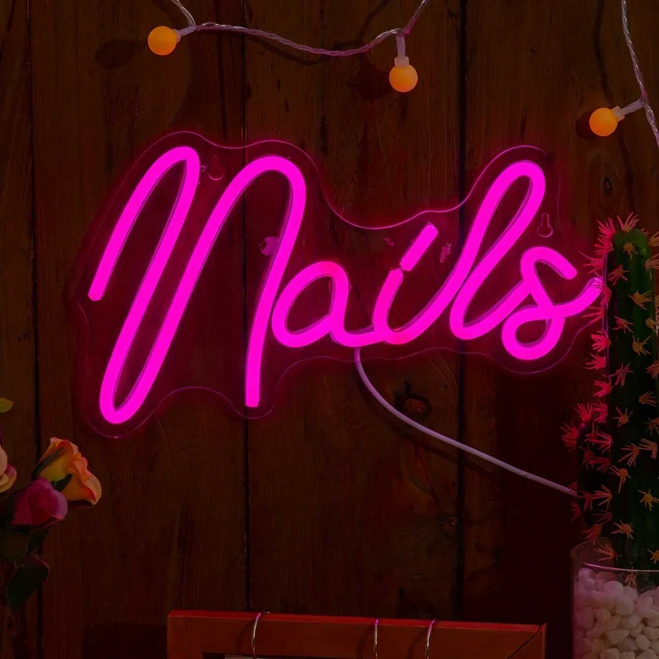 1pc PS Nails Neon Light Creative Letter Design LED Neon Light Sign For Home. Nails Studio Salon XJ250626