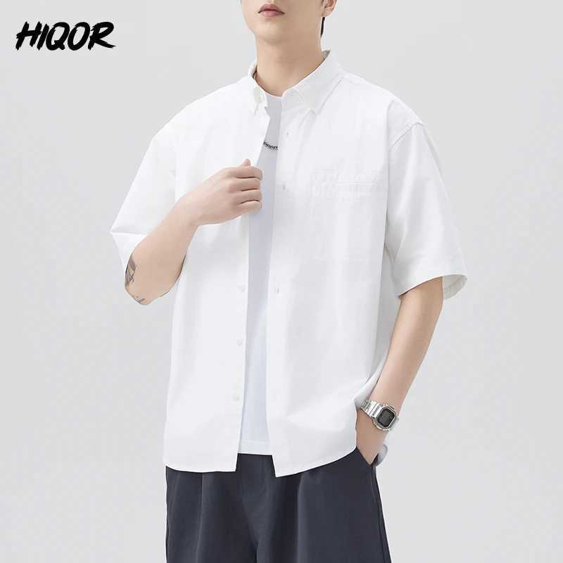 Fashion Style Baggy Solid Shirts Mens Short-sleeve Shirt Summer New Button Turn Down Neck Street Loose Casual Top Clothing Men W250627