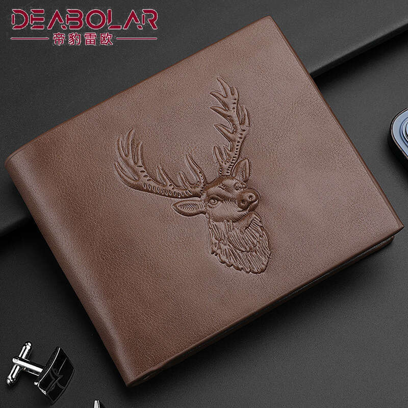 Deer Head Embossed Student Fashion Short Credit Card PU Soft Leather Binder Wallet for Men wallet designer mens wallet