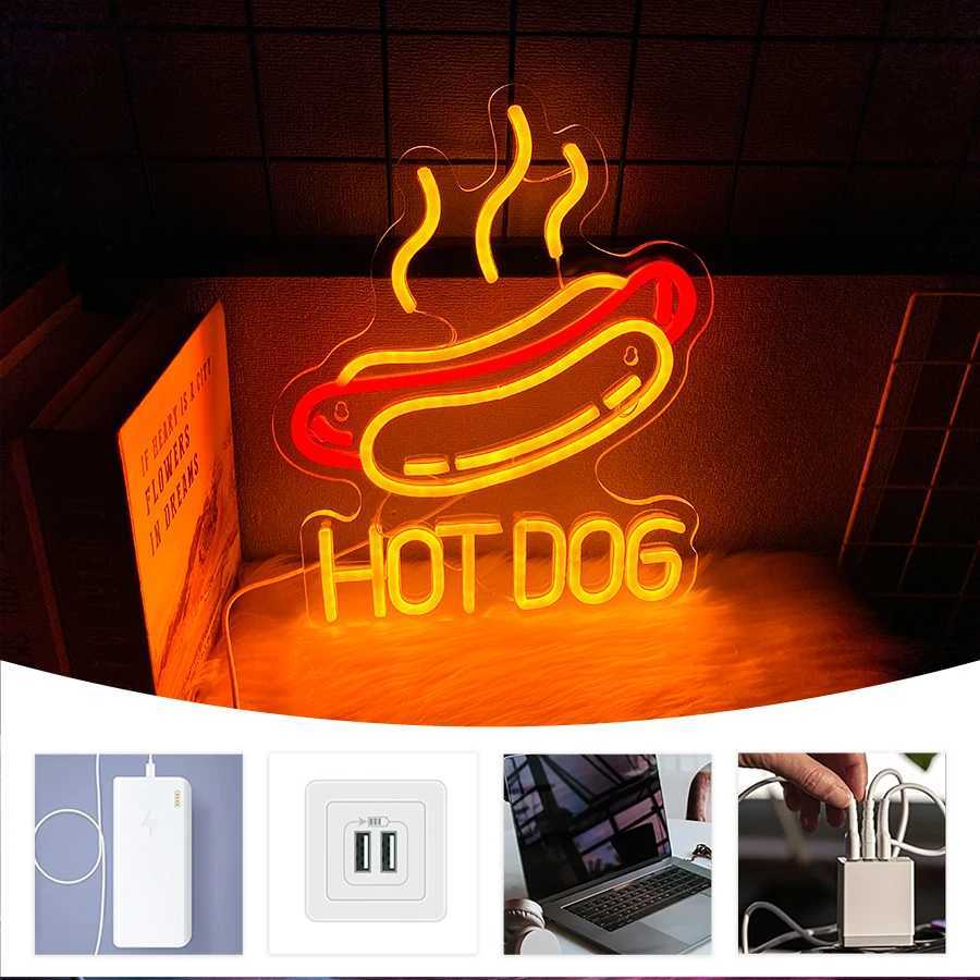 Hot Dog Neon Sign LED Business Signboard USB Power Supply Used for Wall Decoration of Fast Food Restaurants and Restaurants. XJ250626