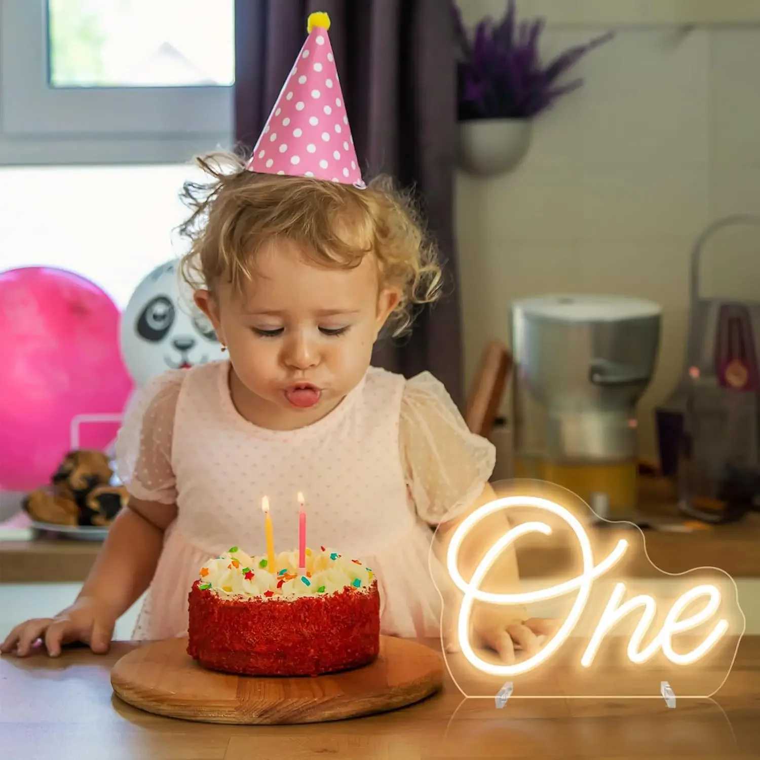 One Neon Sign for First Birthday One Table Number LED Neon Light Lamp for Home Birthday Party Decor Photo Prop Christmas Gift XJ250626