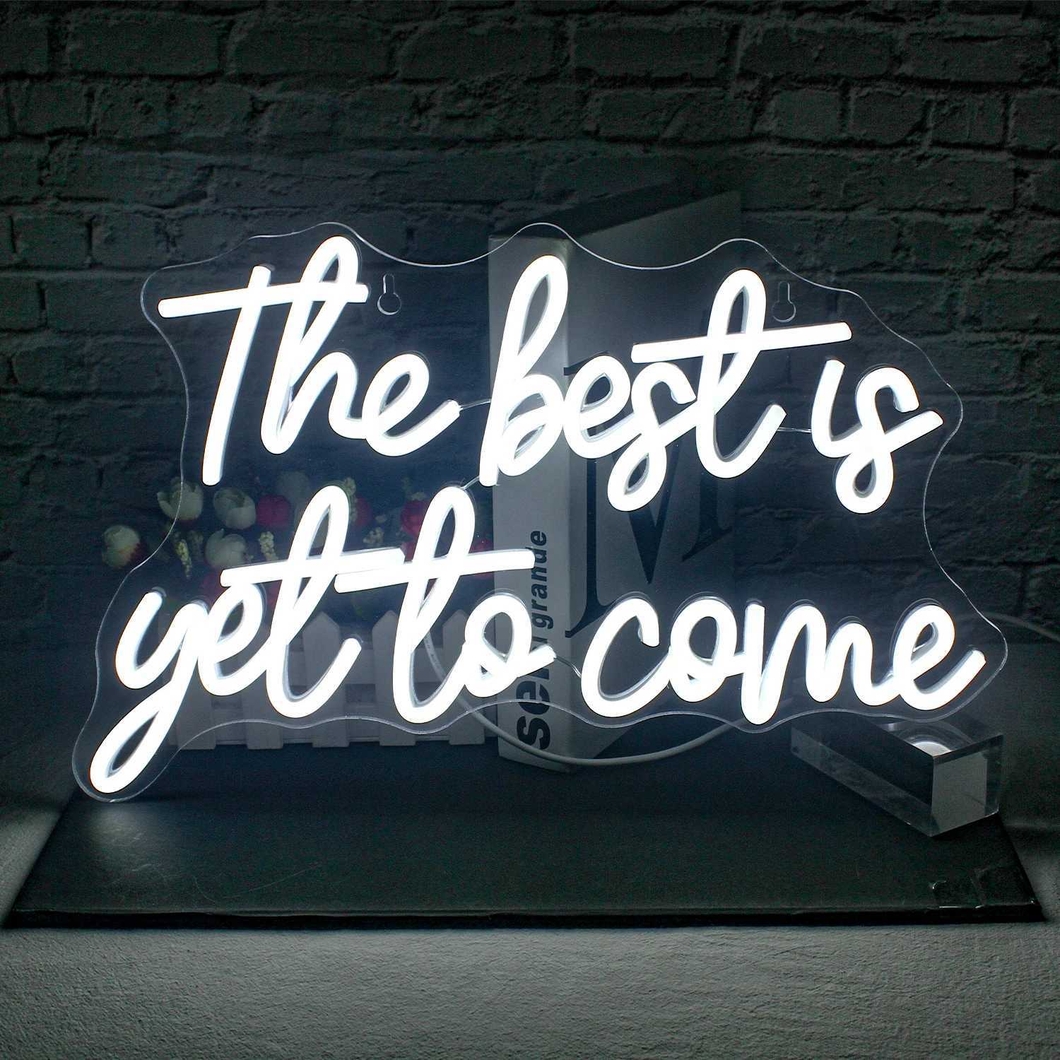 The Best Is Yet To Come Neon Sign Wall Decor White art Letter Led Neon USB Powered Bar Wedding Kids Room Neon Birthday Party XJ250626