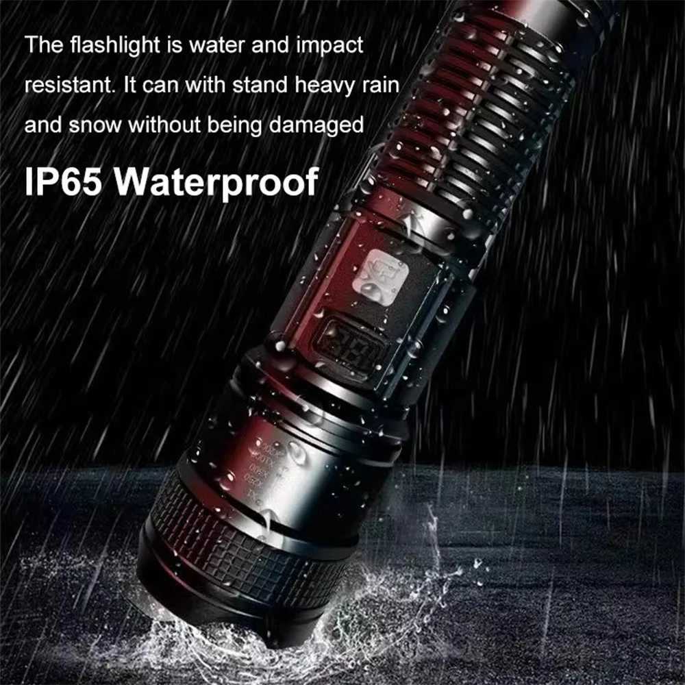 High Power LED Flashlight USB Rechargeable Torch Strong Light Flashlight Tactical Zoom Flash Light Outdoor Camping Lantern W250701