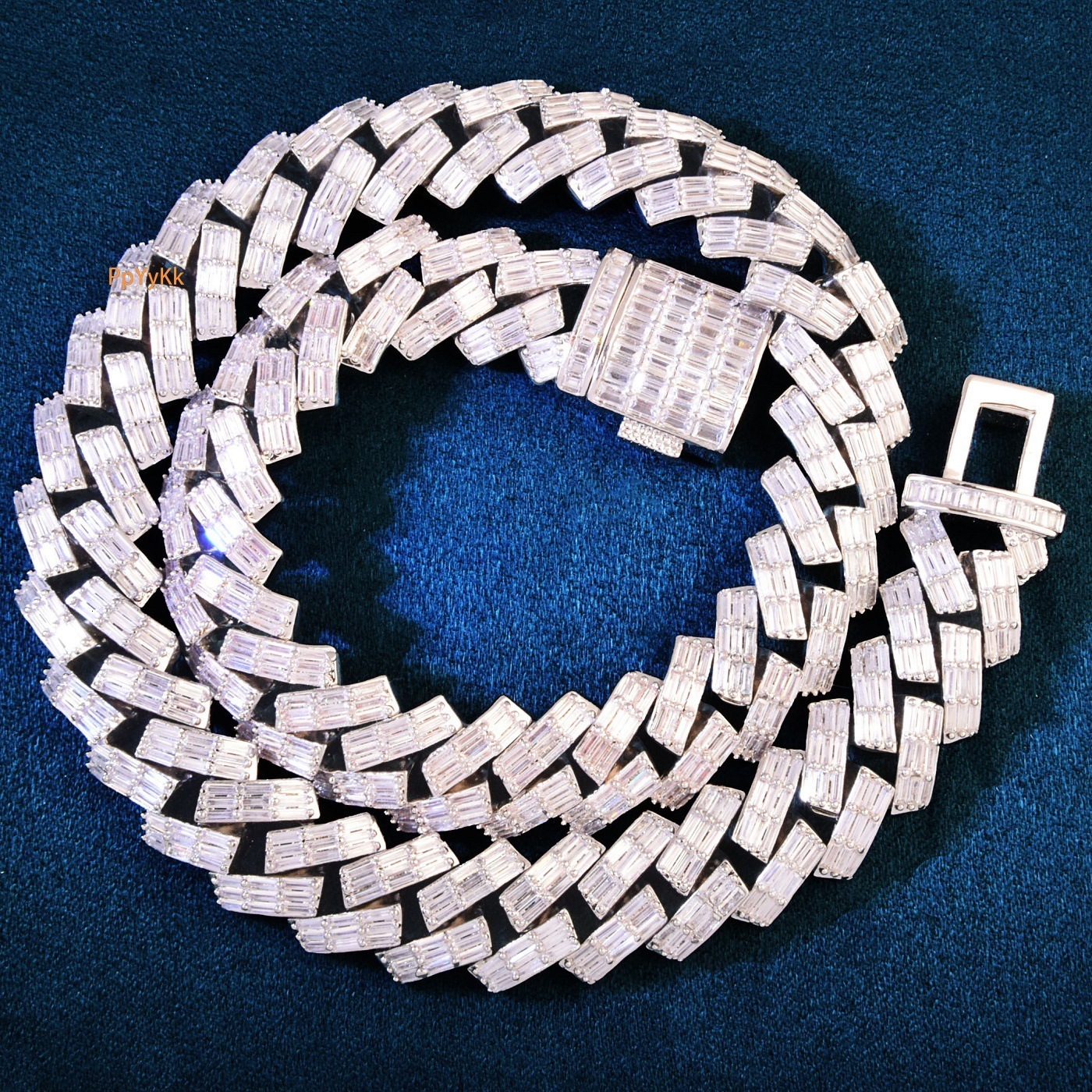 15mm Luxury VVS Moissanite Full Step Cut Iced Out Hip Hop Cuban Chain Edgy Trendy Versatile Bracelet Necklace Passes the Diamond Tester