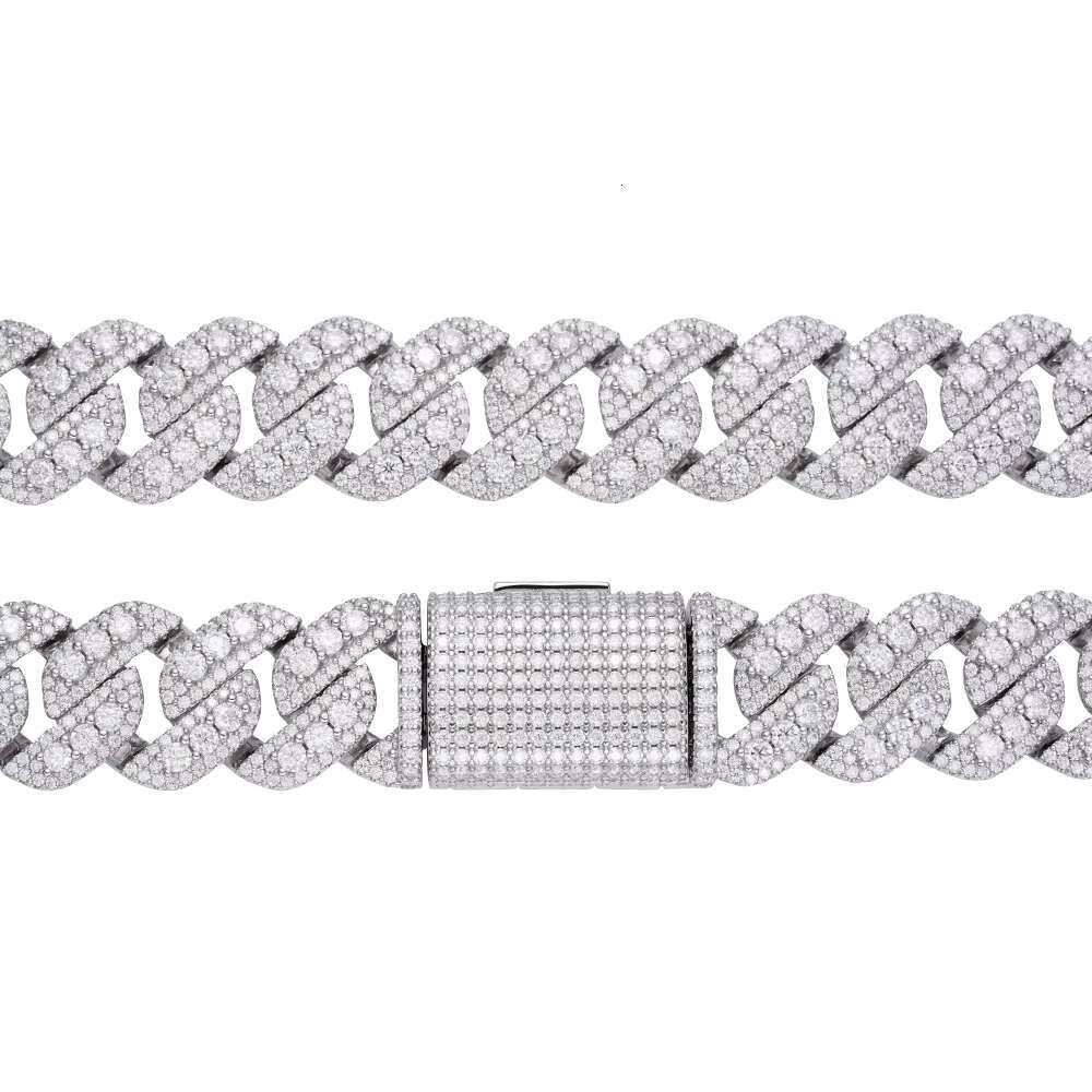 15MM Factory Wholesale Men Iced Out 925 Sterling Silver High Quality Moissanite Miami Cuban Link Chain