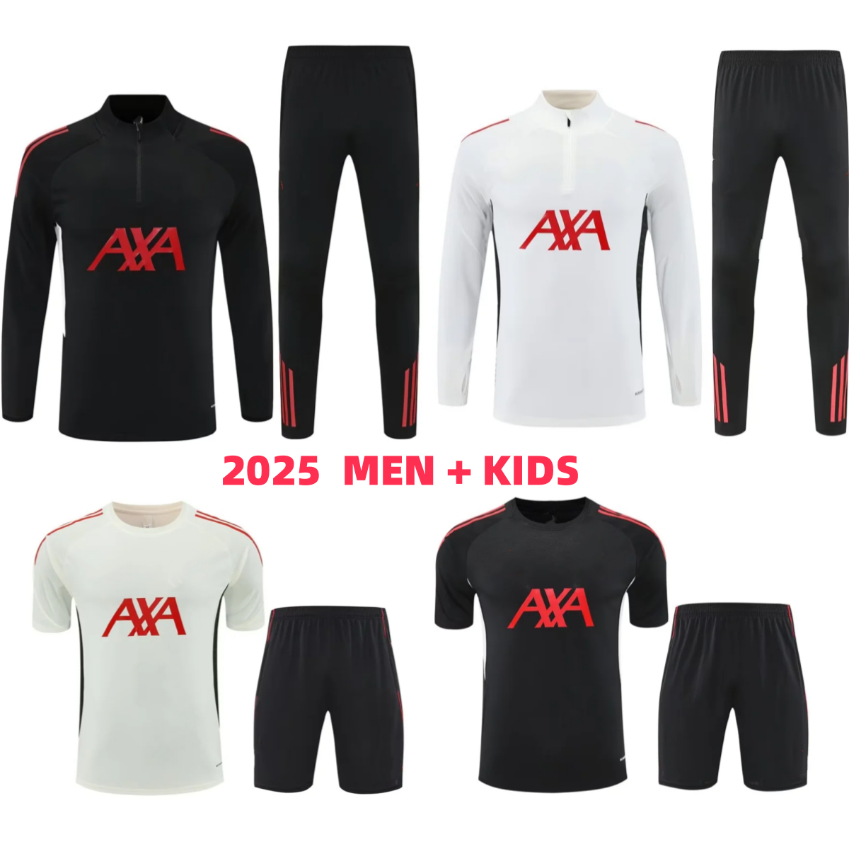 liverpoool 25 26 kit Soccer Jerseys men's children's half-zip training jersey football training suit football jersey
