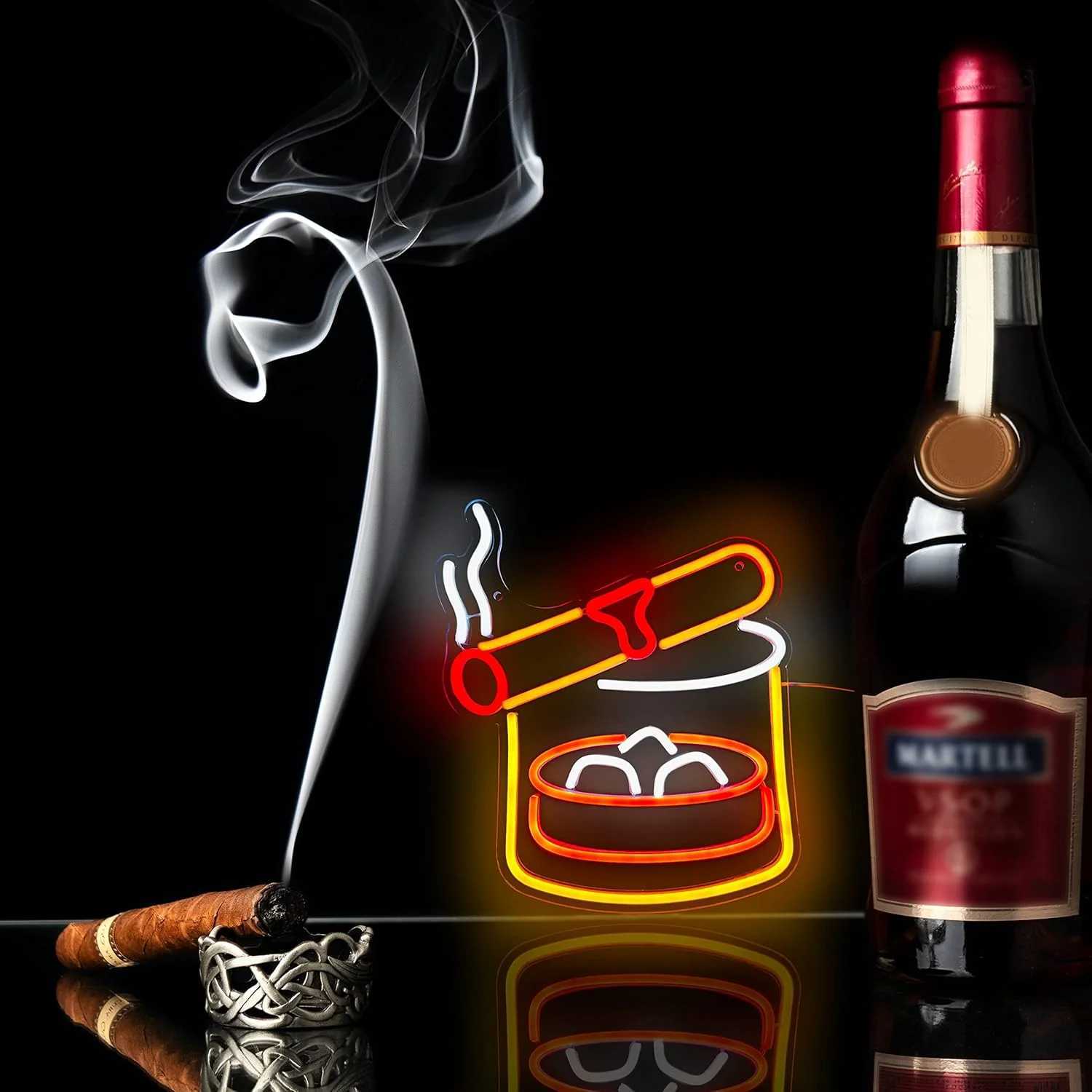Cigarettes And Alcohol Neon Sign Cigar LED Neon Light Smoke and Wine Sign USB Powered For Home Bar Man Cave Bedroom DecorXJ250626