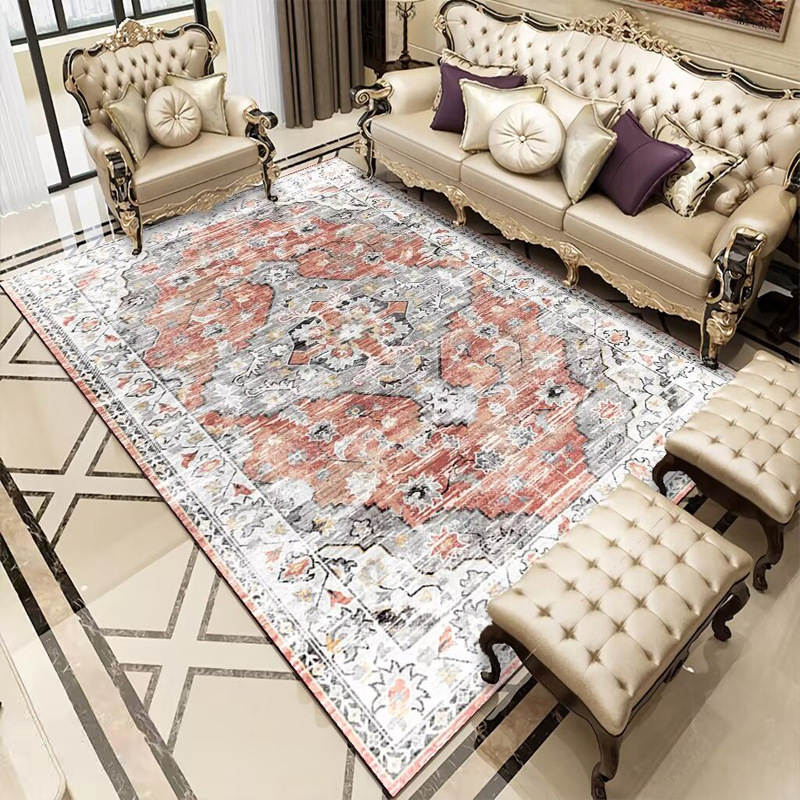 VIKAMA Amazon Persian Style Living Room Loop Pile Rug Nomadic Moroccan Style Bedroom Sofa Non-Slip Wear Resistant Dirty Resistant Rugs Home Decoration