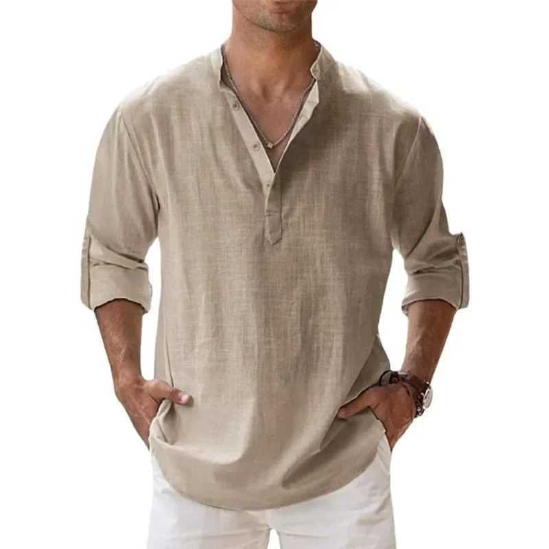 2 Colors New Style Long Sleeve Shirts For Men Casual Shirts Lightweight Long Sleeve Henley Beach Shirt Hawaiian Mens Shirt W250627