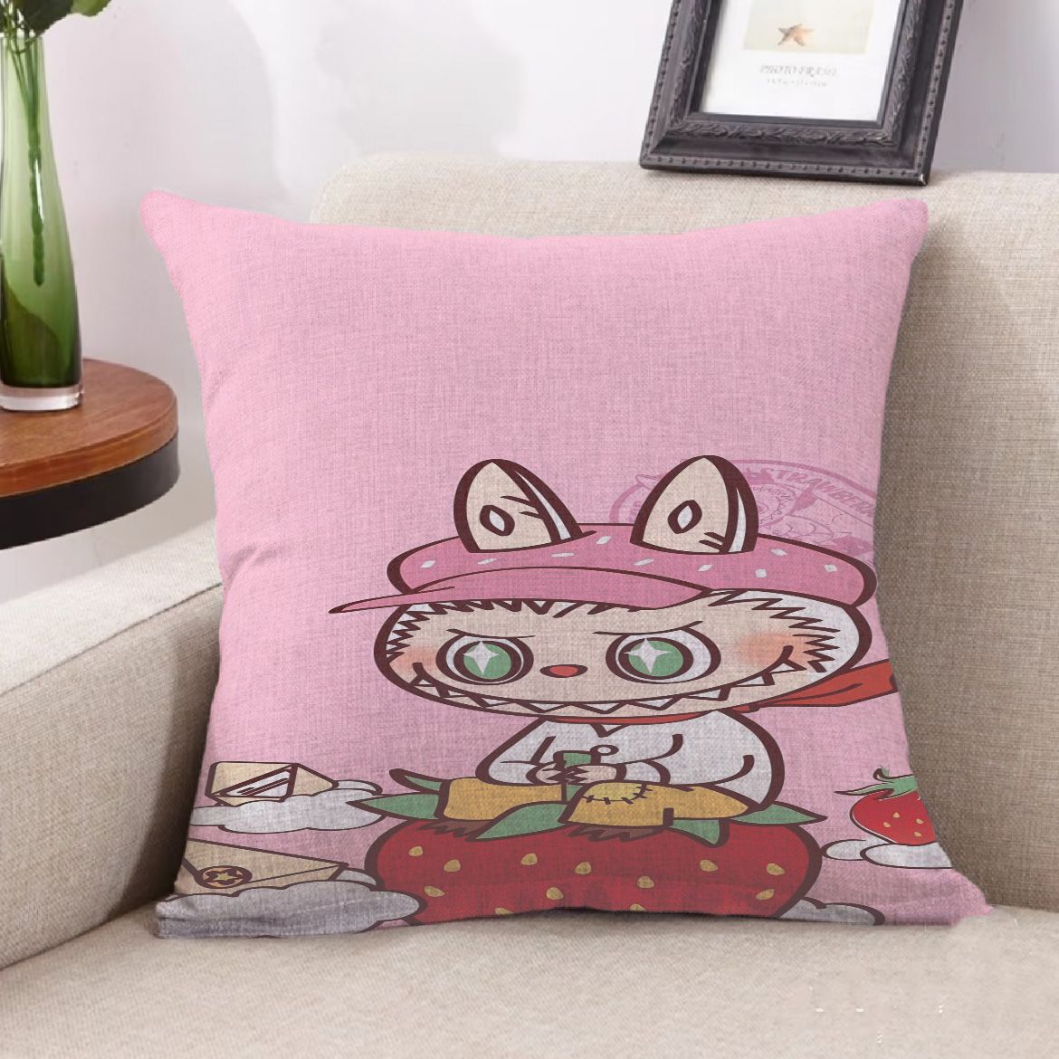 Pink and Black Clashing Color Cartoon Pillow Set Pacifying Moe Fun Children's Room Cushion Teacher's Day Kindergarten Gift Living Room Sofa 