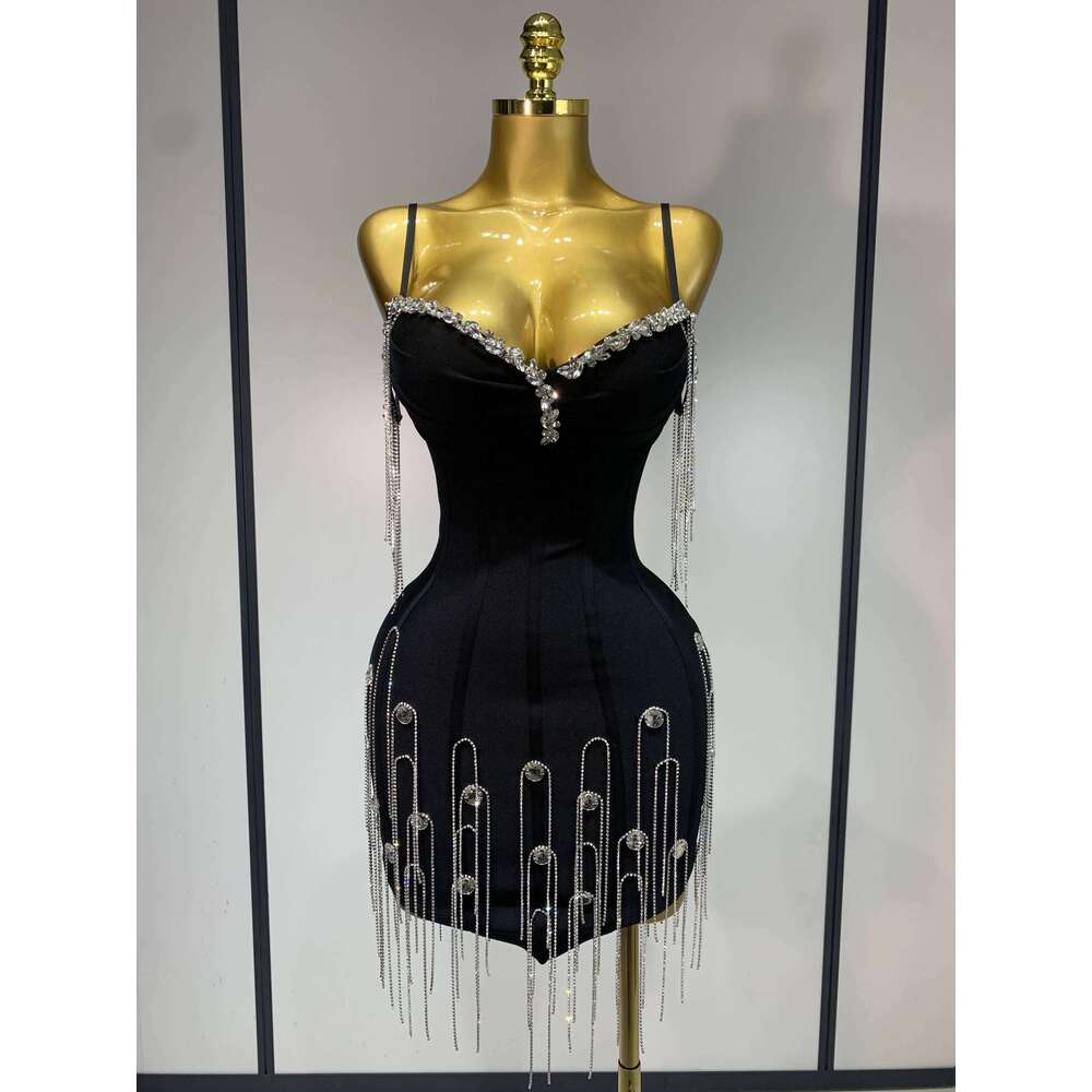 Women Sexy Backless Spaghetti Strap Bodycon Black Sleeveless Bandage Dress Elegant Prom Gown Club Evening Party Birthday Dresses