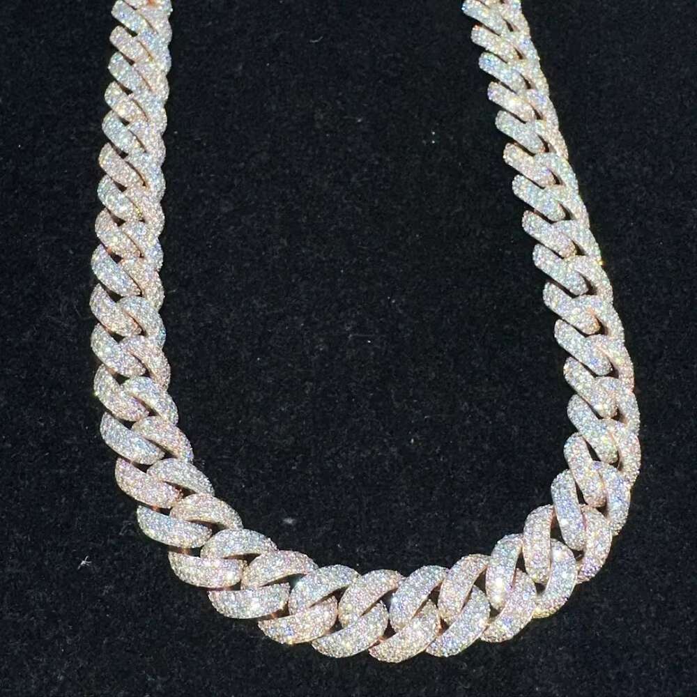 Luxury 18mm Cuban Link Chain Necklace Iced Out Hip Hop White Gold Plated S925 Silver Moissanite Cuban Chain
