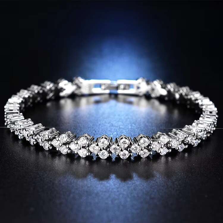 High Quality 925 Sterling Silver Flower Moissanite Tennis Fashion Jewelry Bracelets Bangles for Women Engagement
