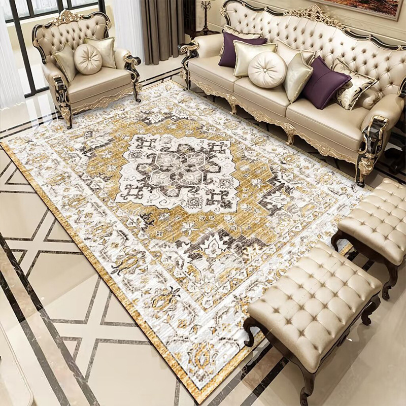 VIKAMA Amazon Persian Style Living Room Loop Pile Rug Nomadic Moroccan Style Bedroom Sofa Non-Slip Wear Resistant Dirty Resistant Rugs Home Decoration