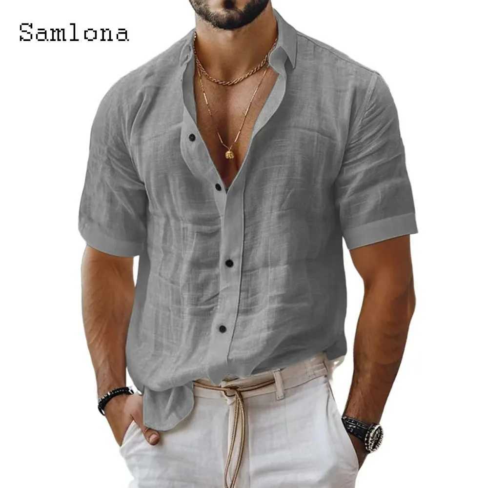 Men Short Sleeve Board Shirt Clothing 2025 Europe Summer Fashion Basic Top Solid White Blouse Plus Size Mens Casual Beach Shirts W250627